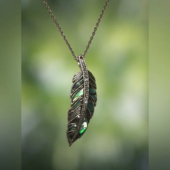 Fossil feather necklace online